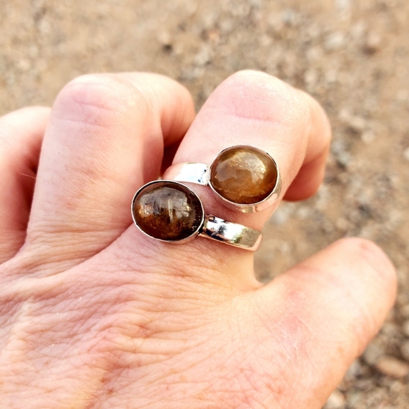 New Golden Rutile Adjustable 925 Silver Ring. - Picture 13 of 16